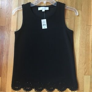 LOFT XXS Petite eyelet trim sleeveless top